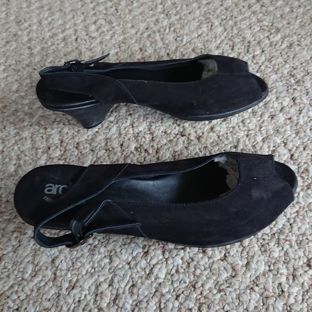 Arche Black Leather Slingback Sandals size 8